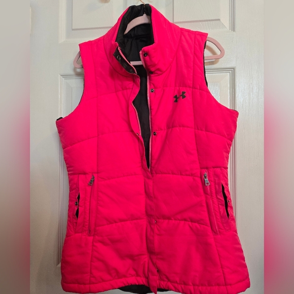 Under Armour Womens Puffer Vest Size Large Pink Insulated Full Zip - Picture 9 of 9